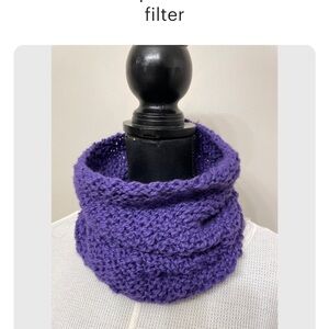 New Women’s Hand Knit Cozy Eco Organic Cotton Purple Neck Warmer / Snood OS